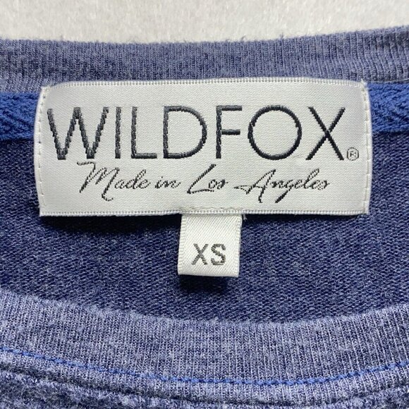 WILDFOX Sweatshirt Long Sleeve Crewneck Pullover Beach Blue XS 77-24 - Picture 9 of 11